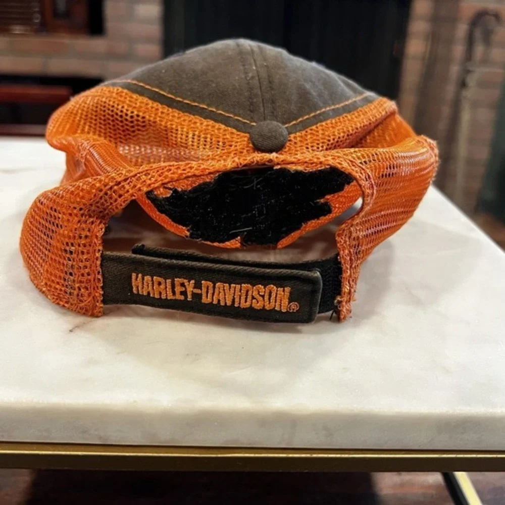 Harley-Davidson‎ Trucker Hat Big Island Hawaii Orange Mesh Black Cap Motorcycle